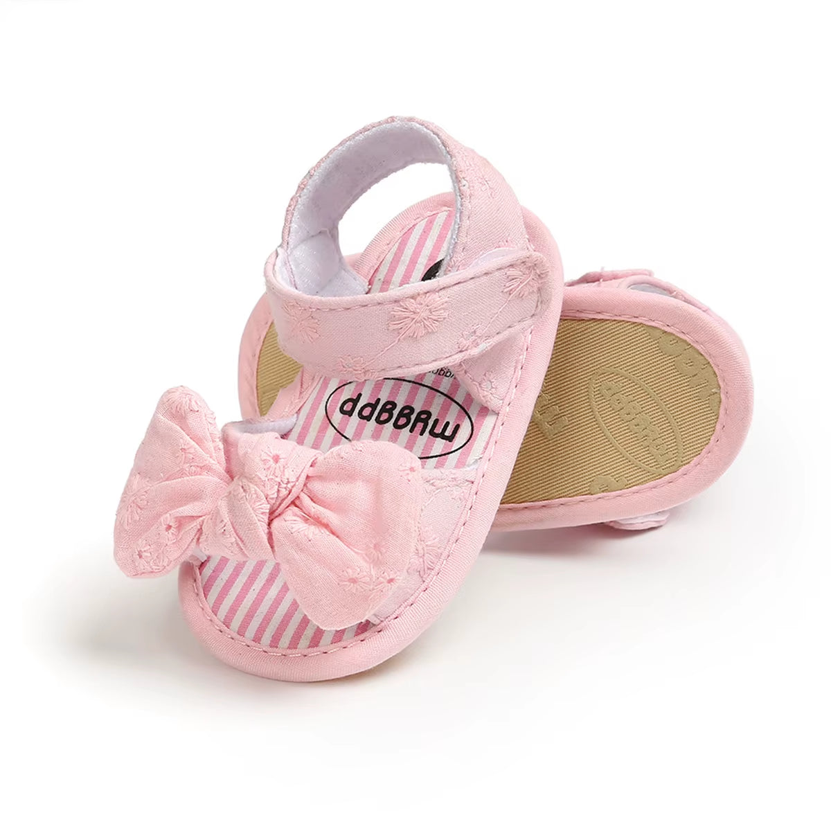 Toddlers Girls Summer Open Toe Non-Slip Soft Sole Flat Princess Sandals with Bowknot 0-18M