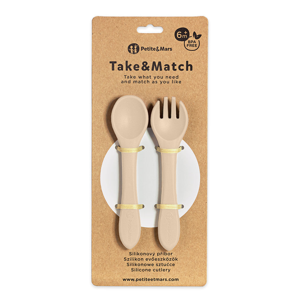 Petite&Mars Premium Silicone Utensils - Desert Sand Take&Match Collection (6+ months)
