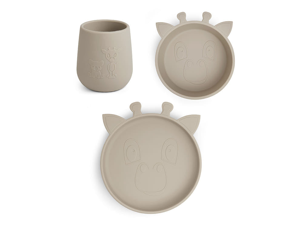 NUUROO Premium 3-Piece Feeding Set - Cream Giraffe Scandinavian Collection