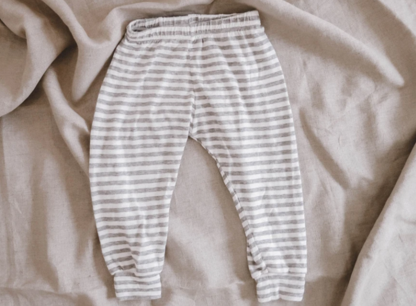 Simple Premium Organic Cotton Lounge Pants - Striped Grey Luxury Collection