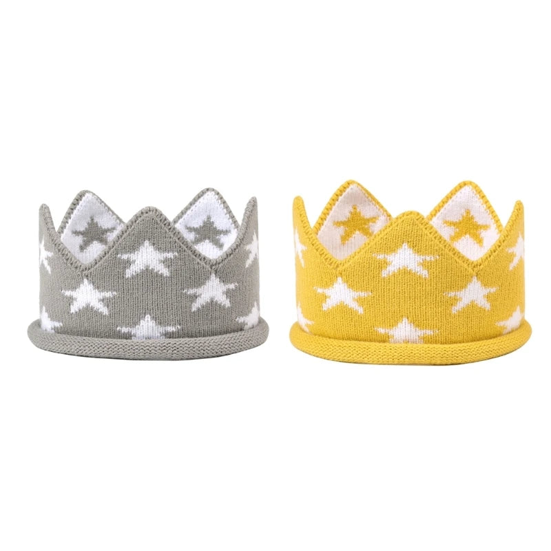 Star Crown Baby Hat Photography Props Autumn Winter Knit Newborn Baby Girl Boy Hat Turban Infant Crown Birthday Party Hat Cap