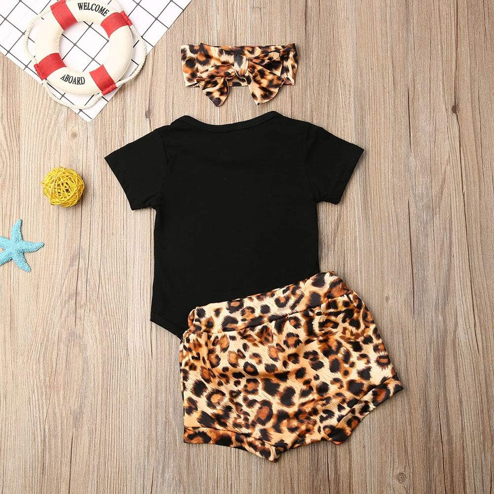 Newborn Baby Girl Cotton Ruffled Short Sleeve Bodysuit Tops + Floral Shorts Baby Girl Clothes Set (A Black Mama'S Mini, 0-3M)