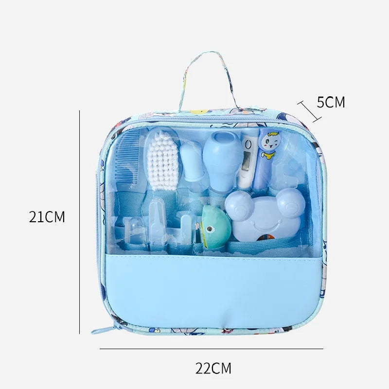 Baby Care Kit Kid Multi-Functional Nail Clipper Comb Hair Thermometer Grooming Brush Kit Scissors Baby Health Care Set Newborn