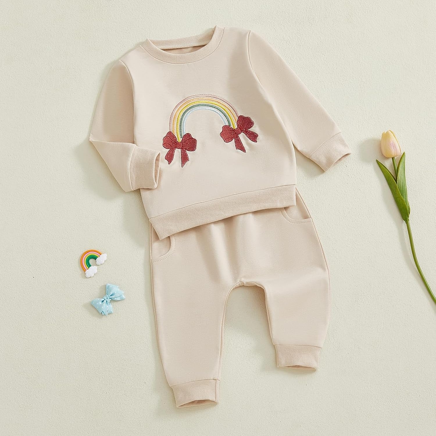 Newborn Baby Girls Clothes Cotton Suit Cute Baby Kid Infant Toddler Play Wear Rainbow Outfits