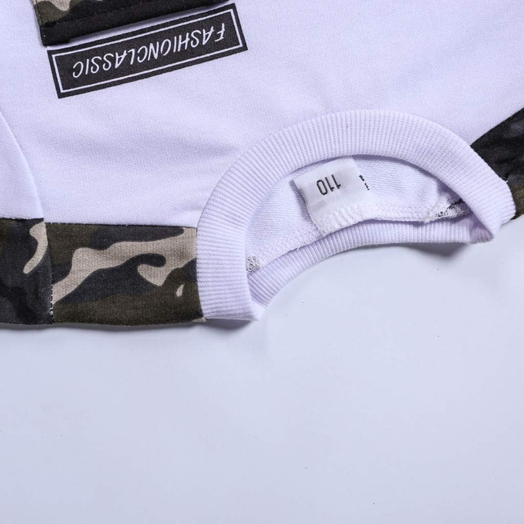 Clothing Sets for Boys 2PCS Kids Letter Tops Set Teen Camouflage Pants Outfits Boys Baby Tracksuit (White, 7-9 Years)