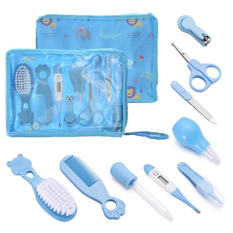 Baby Care Kit Kid Multi-Functional Nail Clipper Comb Hair Thermometer Grooming Brush Kit Scissors Baby Health Care Set Newborn