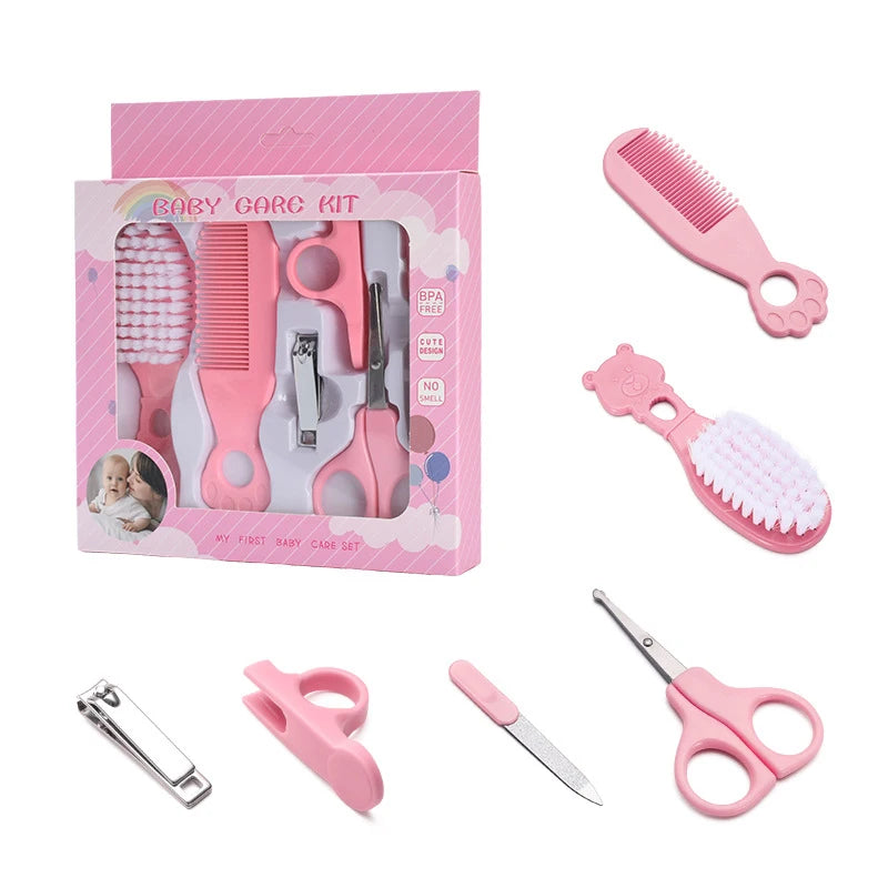 Baby Care Kit Kid Multi-Functional Nail Clipper Comb Hair Thermometer Grooming Brush Kit Scissors Baby Health Care Set Newborn