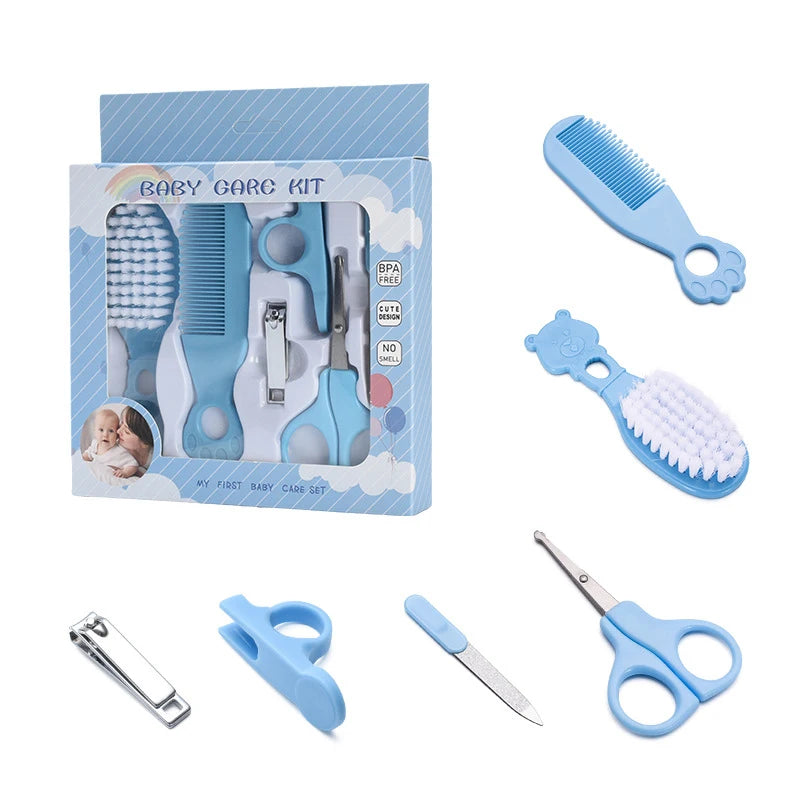 Baby Care Kit Kid Multi-Functional Nail Clipper Comb Hair Thermometer Grooming Brush Kit Scissors Baby Health Care Set Newborn