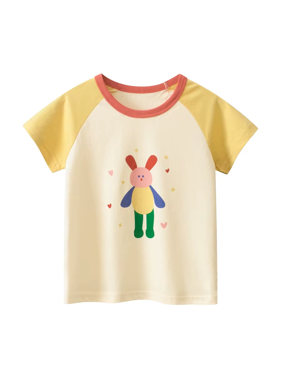 2025 Summer Children Short Sleeve T-Shirts for Girl Printed Bear Baby Girl Top 2-8 Years Baby Girl T Shirts Toddler Girl Clothes