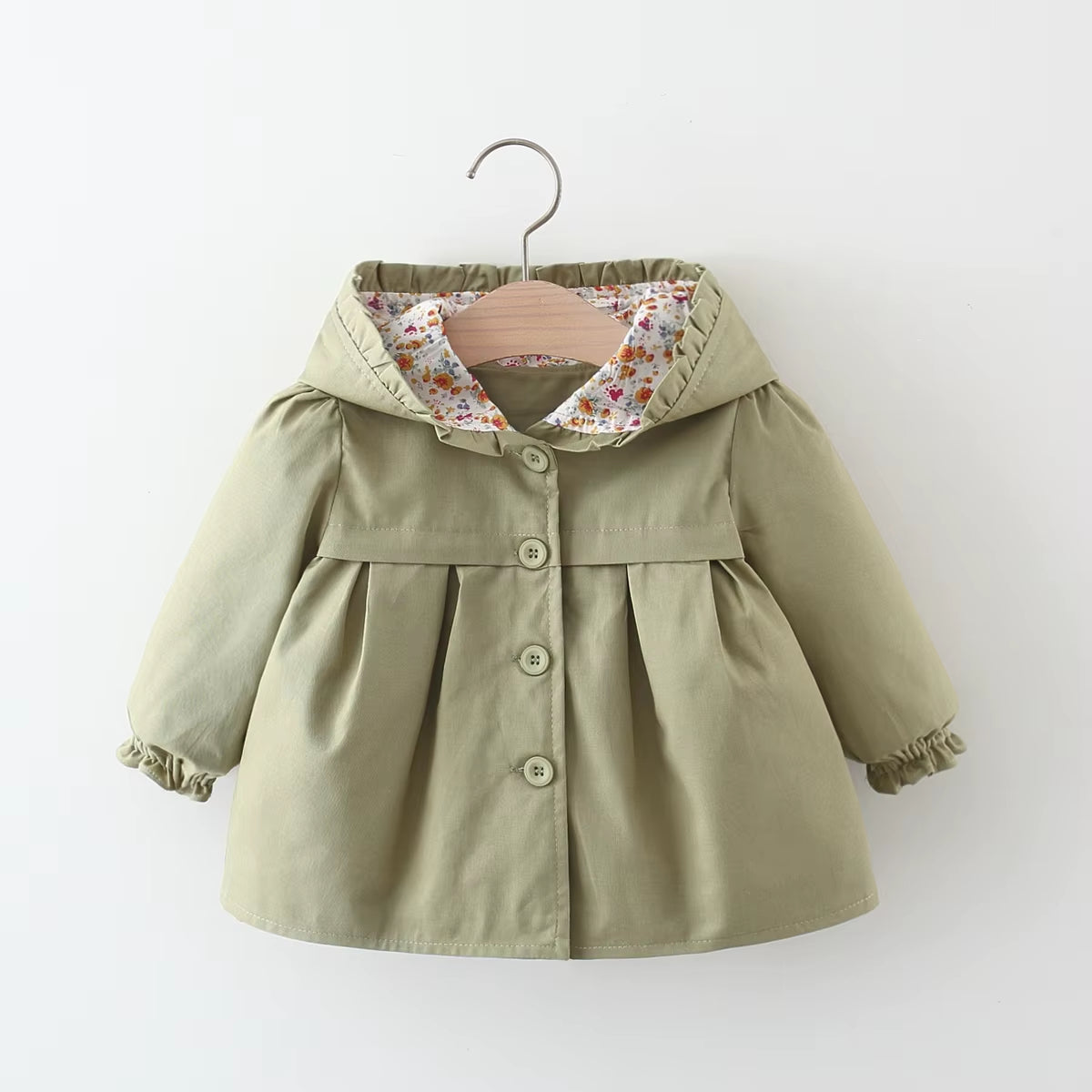 Baby Girl Jacket Autumn Long Sleeve Cotton Windbreak 0-3 Years Old Hooded Jacket for Baby Girl