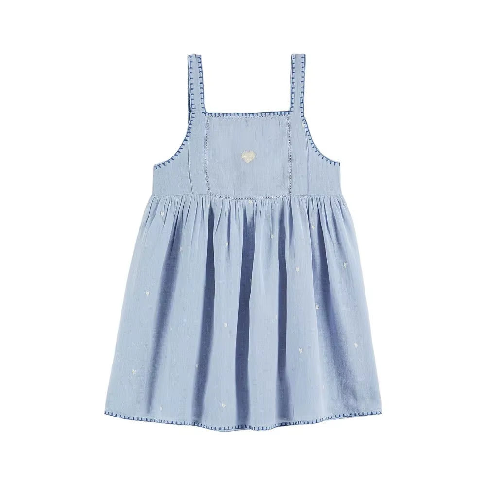 Printed Kids Pleated Blouse Top Shorts Set 2025 Summer EM Brand Embroidery Girl Princess Dress Denim Overalls Pant Children Set
