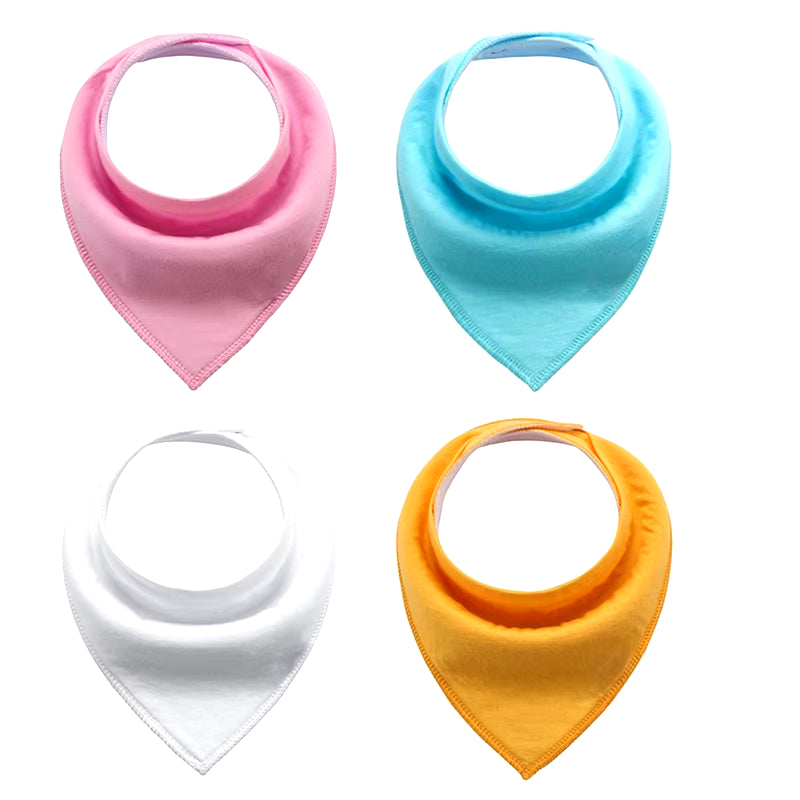 4Pcs Triangle Pure Color Baby Bibs Bandana Soft Baby Boy Baby Girl Wrap Multi-Use Feeding Burp Cloth Scarf Baby Accessories