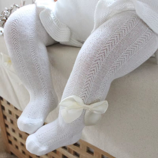 Summer Mesh Baby Girl Tights Cute Bows Solid Color Infant Toddler Pantyhose Breathable Soft Cotton Stockings Baby Girl Clothes