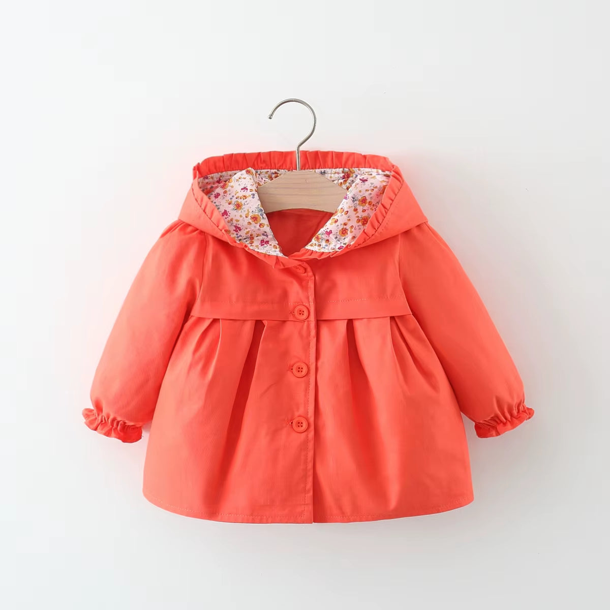 Baby Girl Jacket Autumn Long Sleeve Cotton Windbreak 0-3 Years Old Hooded Jacket for Baby Girl