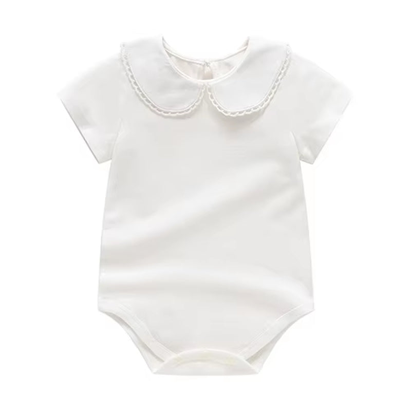 Autumn Spring 0-24M Baby Girl Clothing Toddler Baby Girl Romper Long Sleeved Cotton White Infant Baby Girls Jumpsuit