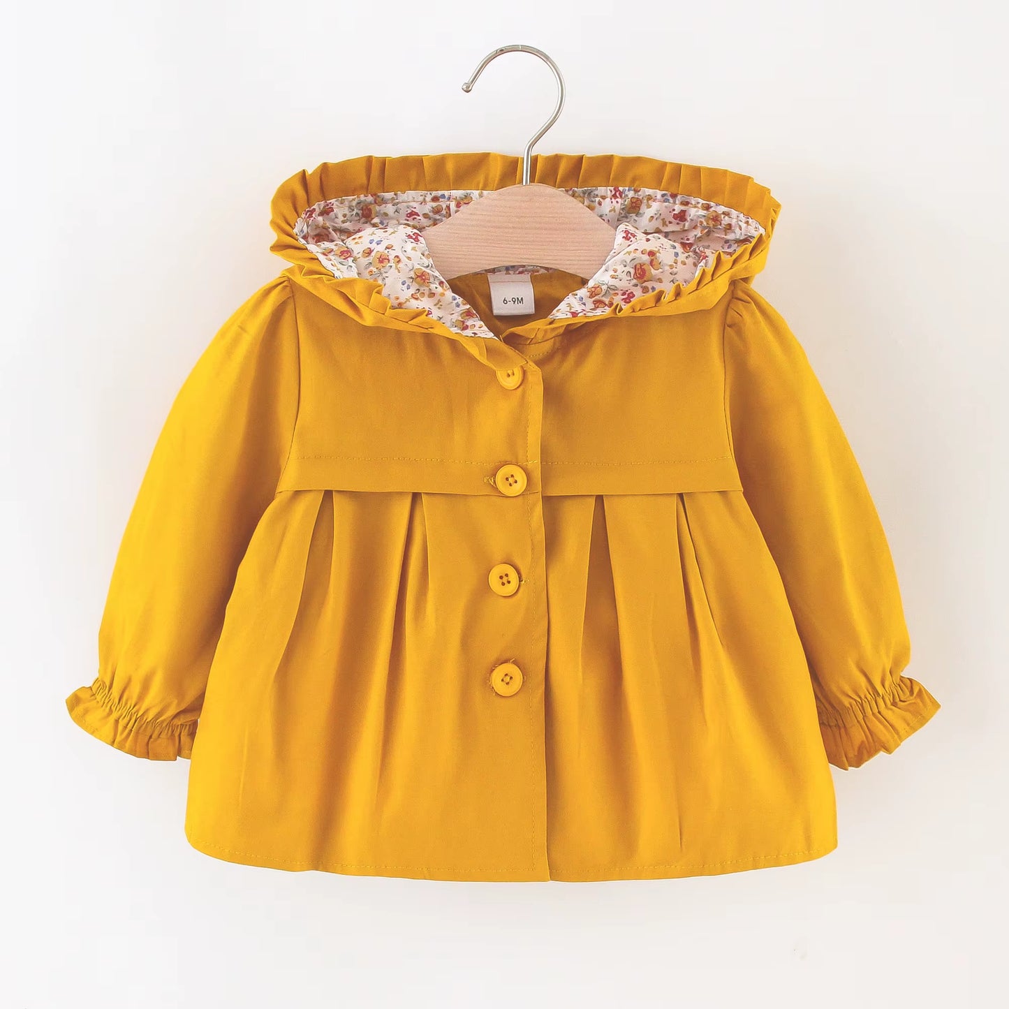 Baby Girl Jacket Autumn Long Sleeve Cotton Windbreak 0-3 Years Old Hooded Jacket for Baby Girl