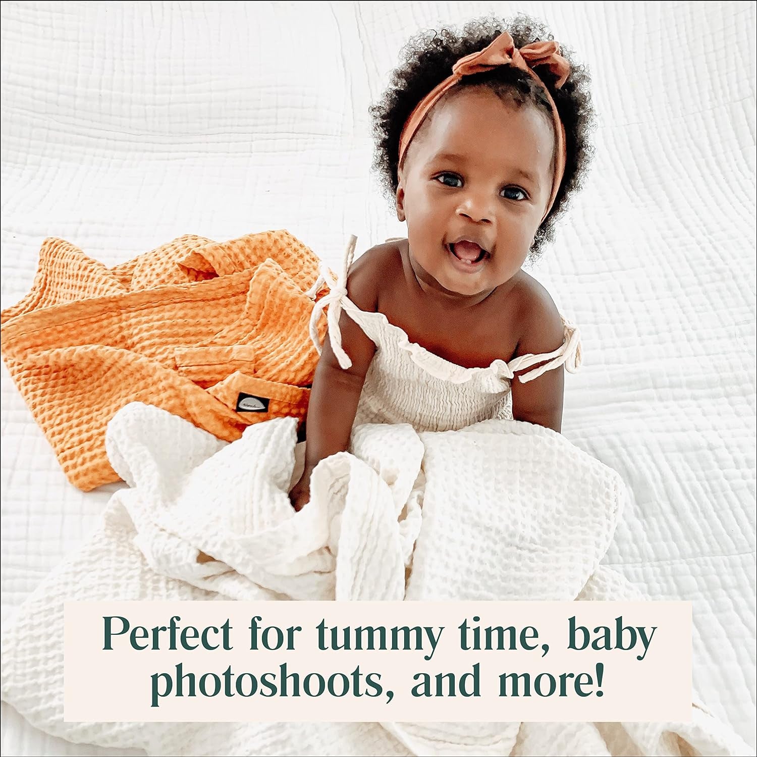 Waffle Baby Blanket Cotton Soft Breathable Swaddle Blanket for Nursery, Stroller & Crib Blanket -Receiving Blankets for Boys & Girls Gender Neutral Toddler Blanket