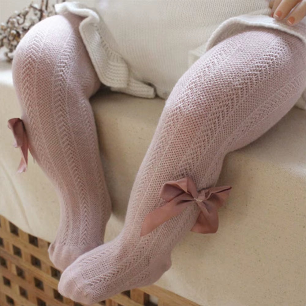 Summer Mesh Baby Girl Tights Cute Bows Solid Color Infant Toddler Pantyhose Breathable Soft Cotton Stockings Baby Girl Clothes
