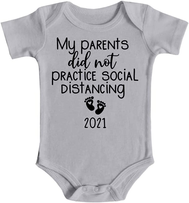 Newborn Baby Funny Social Distancing Quarantine Romper Jumpsuit Pregnancy Announcement Bodysuit Clothes Wear