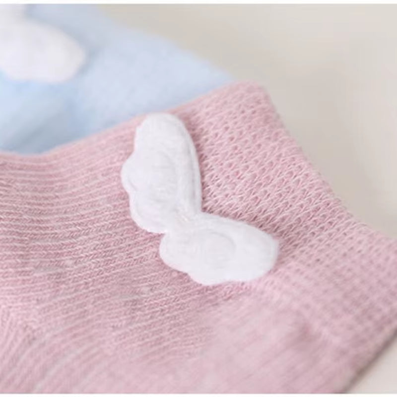Cute Baby Socks Cotton Non Slip Baby Angel Wing Socks Little Boys Girls Kids Princess Crew Socks White Pink Blue Birthday Funny