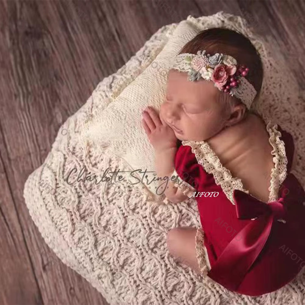 Newborn Photography Props Outfits Baby Girl Boy Clothing + Hat Christmas Birthday Rompers Photo Shoot Studio Accessories Flokati