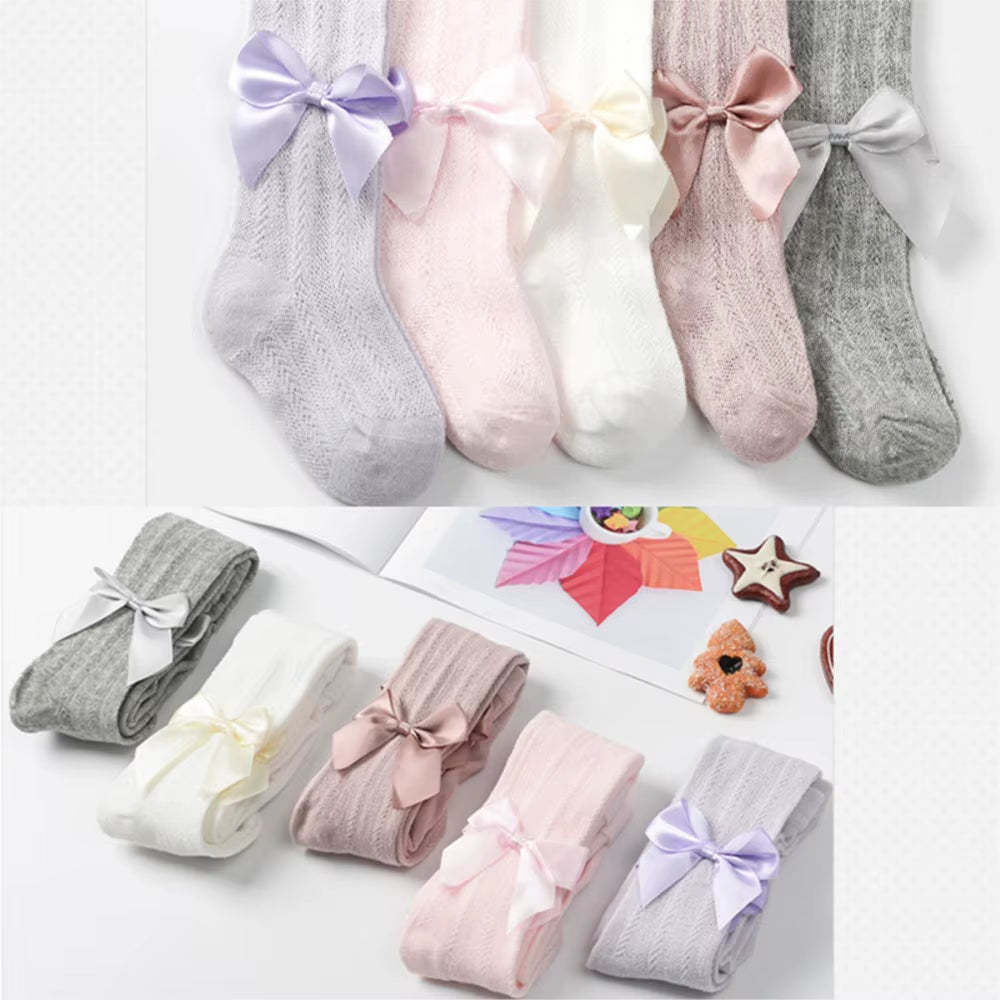 Summer Mesh Baby Girl Tights Cute Bows Solid Color Infant Toddler Pantyhose Breathable Soft Cotton Stockings Baby Girl Clothes
