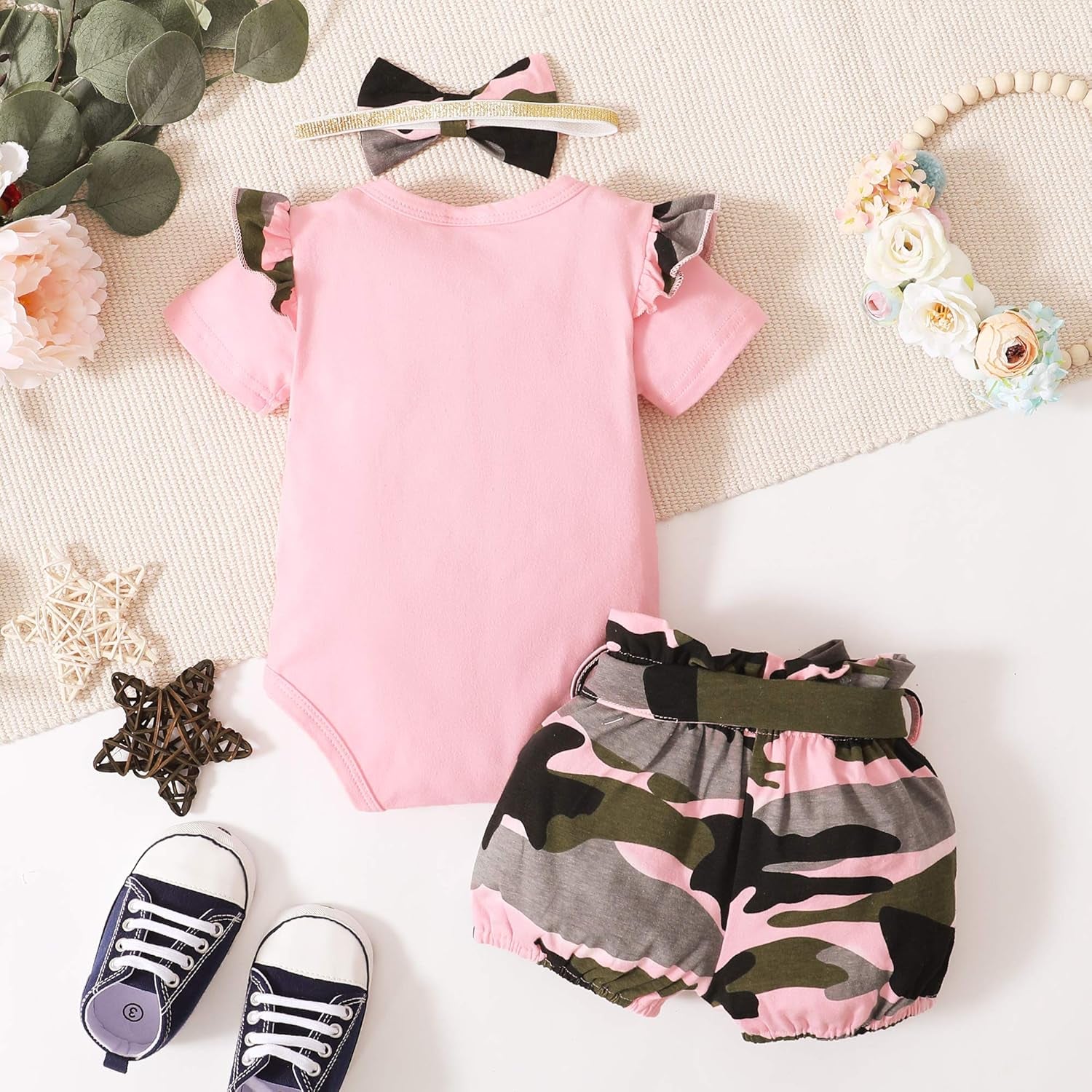 Baby Girl Clothes Toddler Girl Floral Ruffle Sleeve Shirt Pant Sets 3 Pieces Fall Winter Clothing for Girl Gifts 0-4T