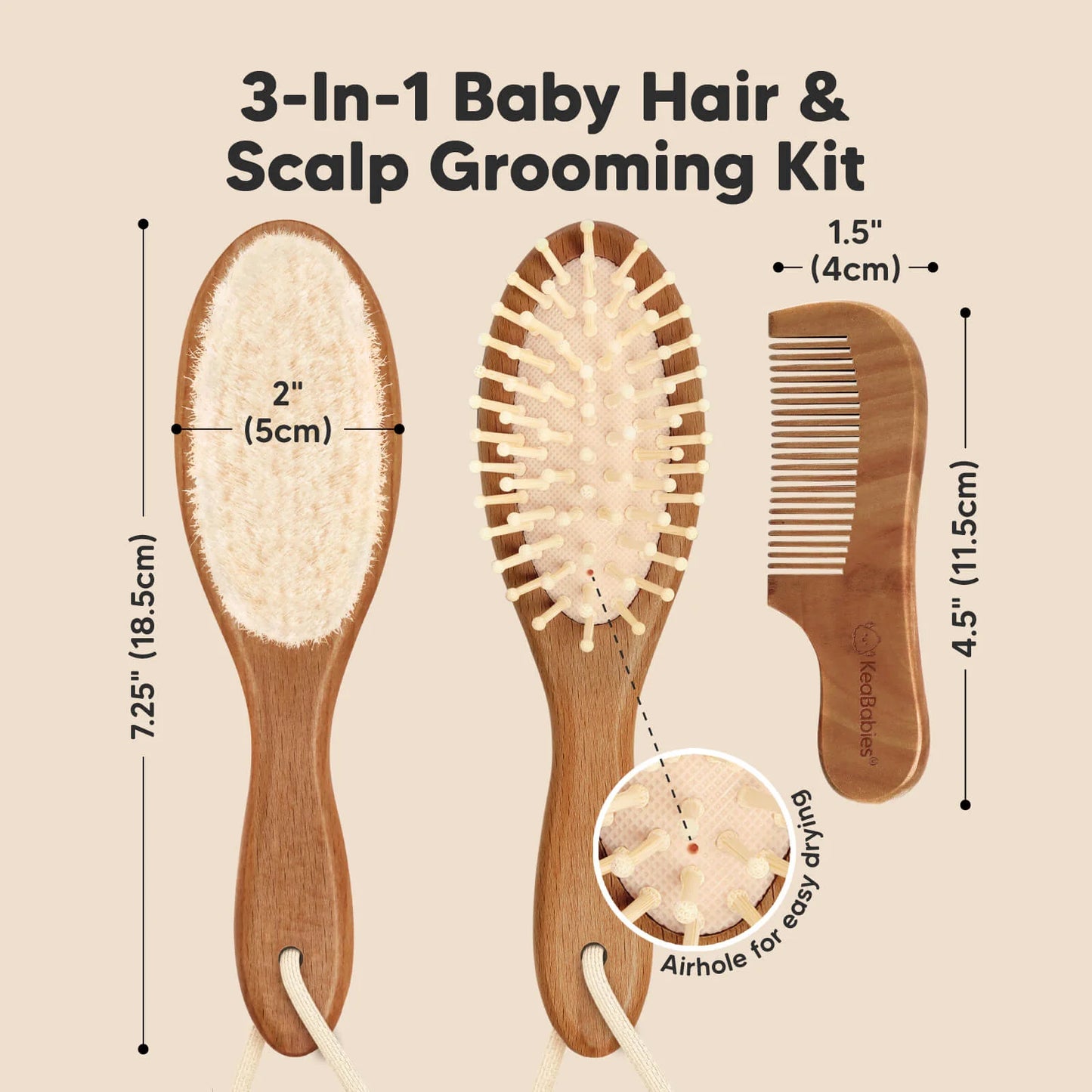 Baby Hair Brush and Comb Set (Dark Walnut)