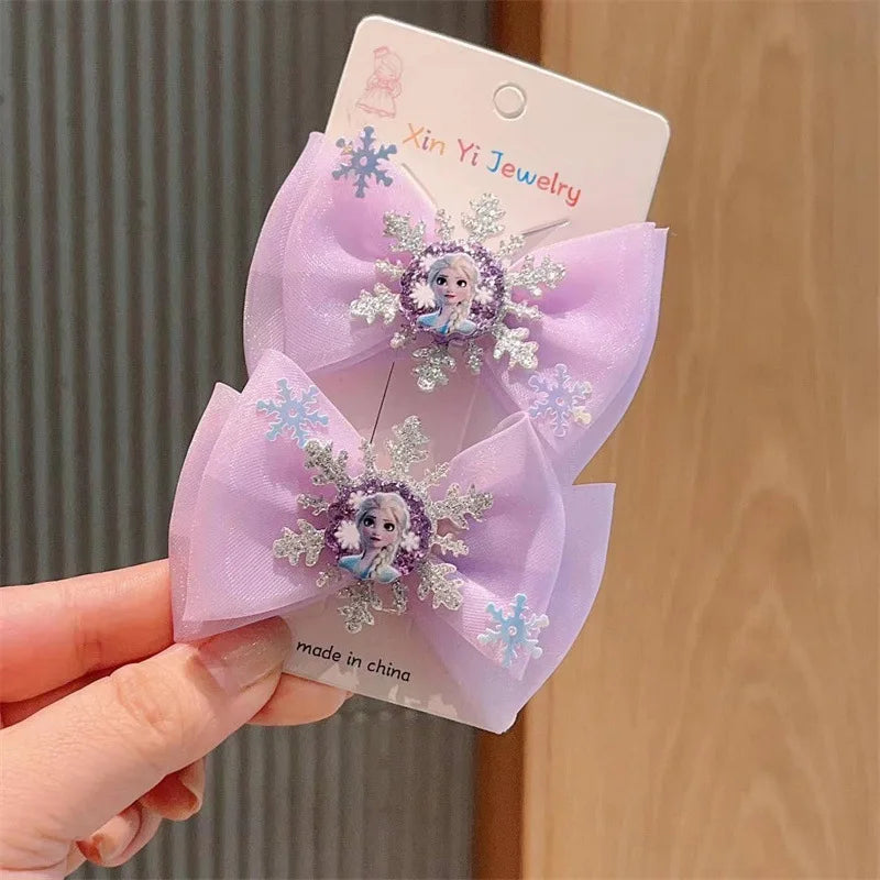 2Pcs Toddler Girl Hairclip Princess Girl Bow Hair Clips Baby Girl Party Gift