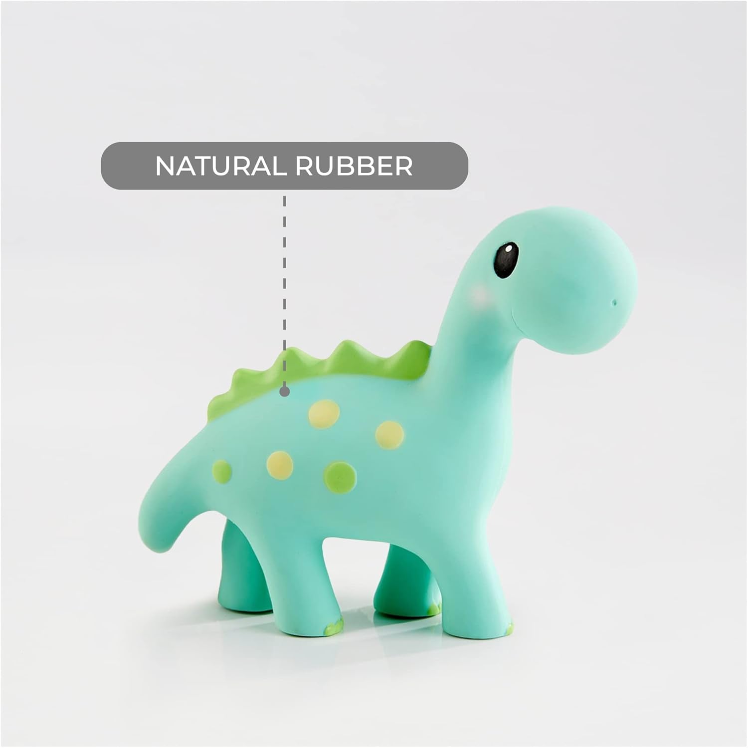 Baby Teething Toys, Dinosaur Teether for Toddler & Baby Boys and Girls, 100% Natural Rubber Squeaker, Bpa-Free, Soothe Sore Itchy Gums & Teething Pain (Dinosaur)