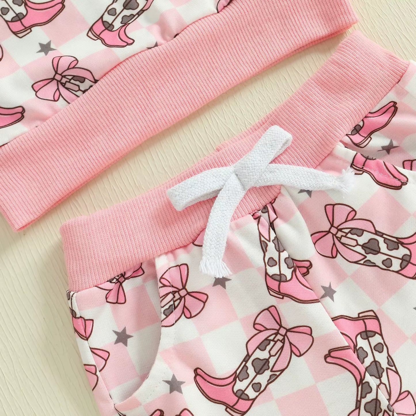 2025-05-23  Toddler Girls Western Outfits Boot Plaid Print Long Sleeve Sweatshirt and Elastic Pants Set Baby Clothes