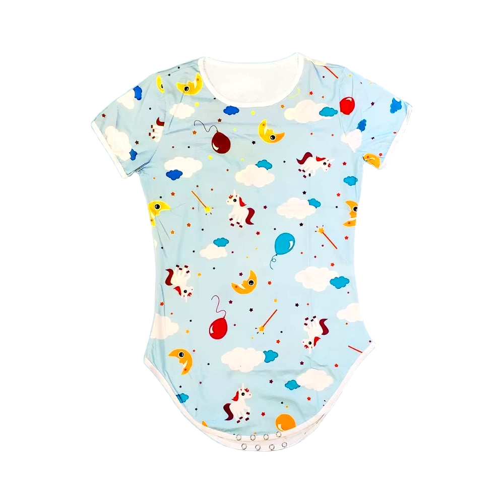 DDLG Adult Bodysuit Pajamas Snap Crotch Romper Onesie for Adult Baby Diaper Lover Boys for Adult Baby Girl