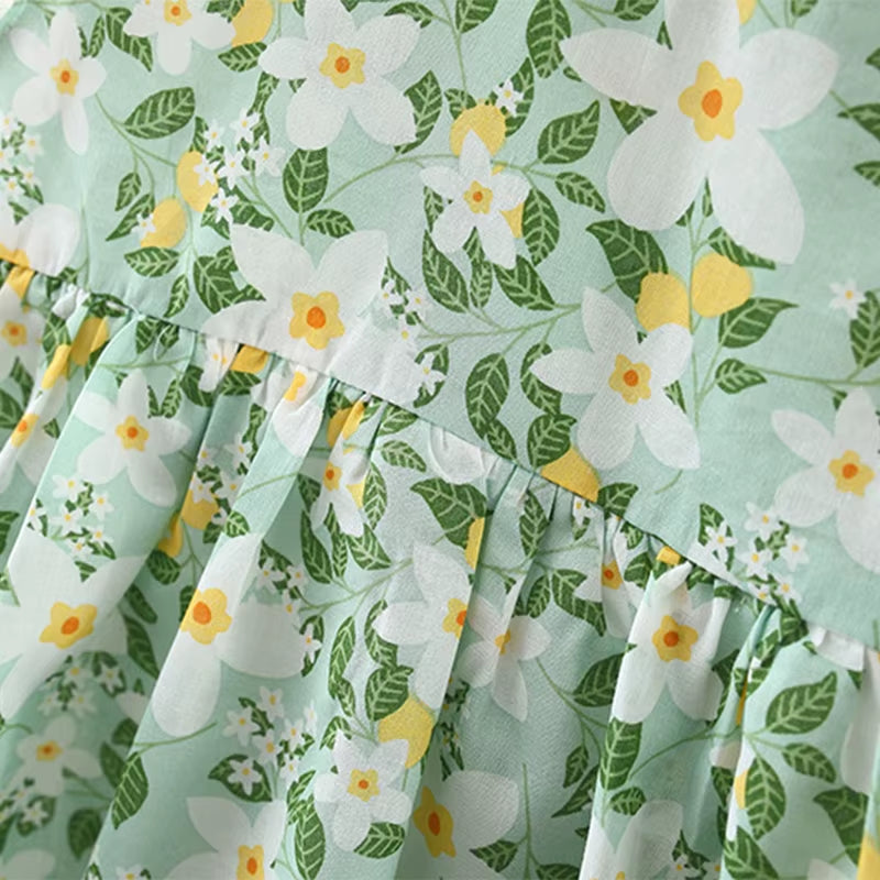 Baby Girl Dress Summer Cotton Bow Print Short Sleeves Baby Dresses Sweet Casual Beach Baby Girl Clothing