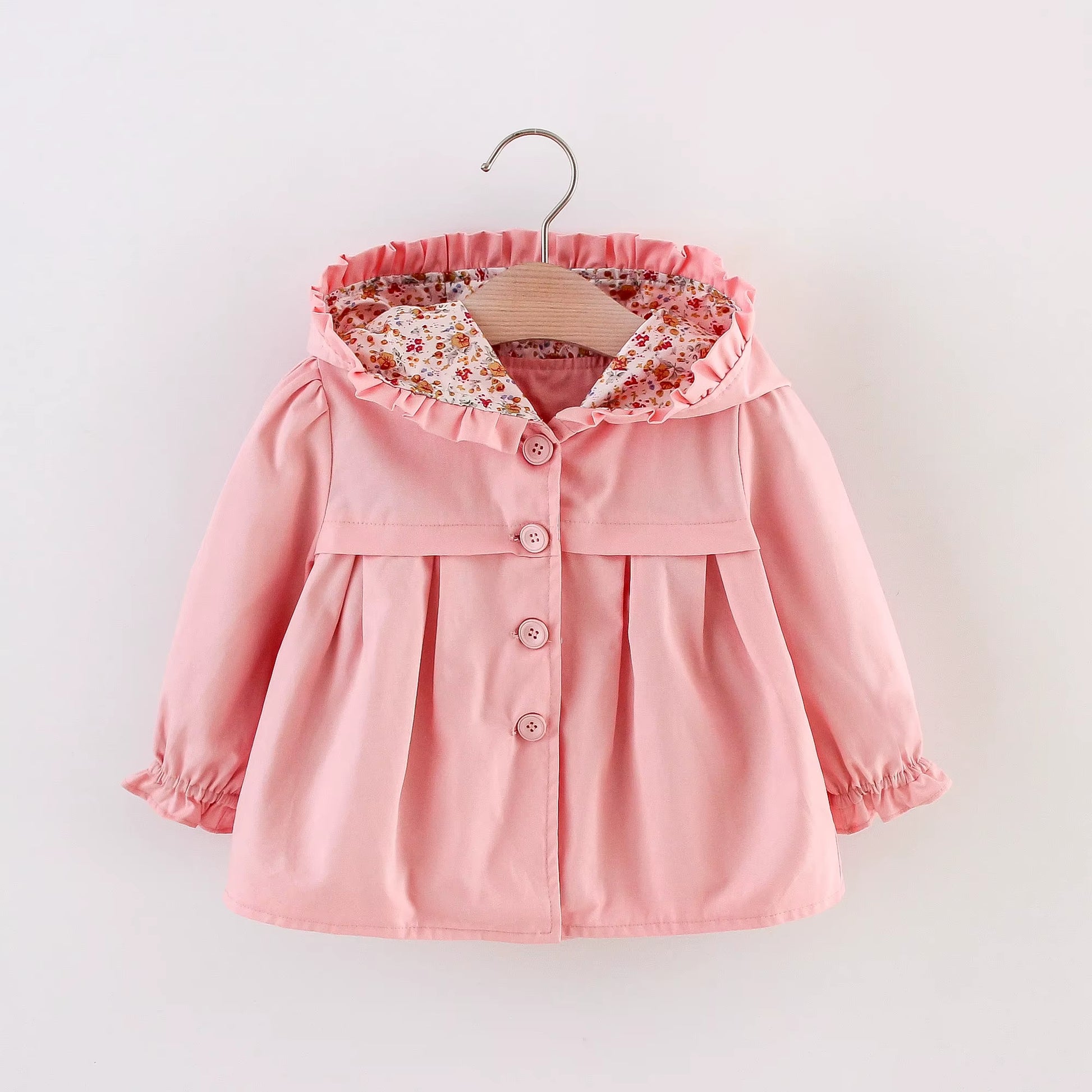 Baby Girl Jacket Autumn Long Sleeve Cotton Windbreak 0-3 Years Old Hooded Jacket for Baby Girl
