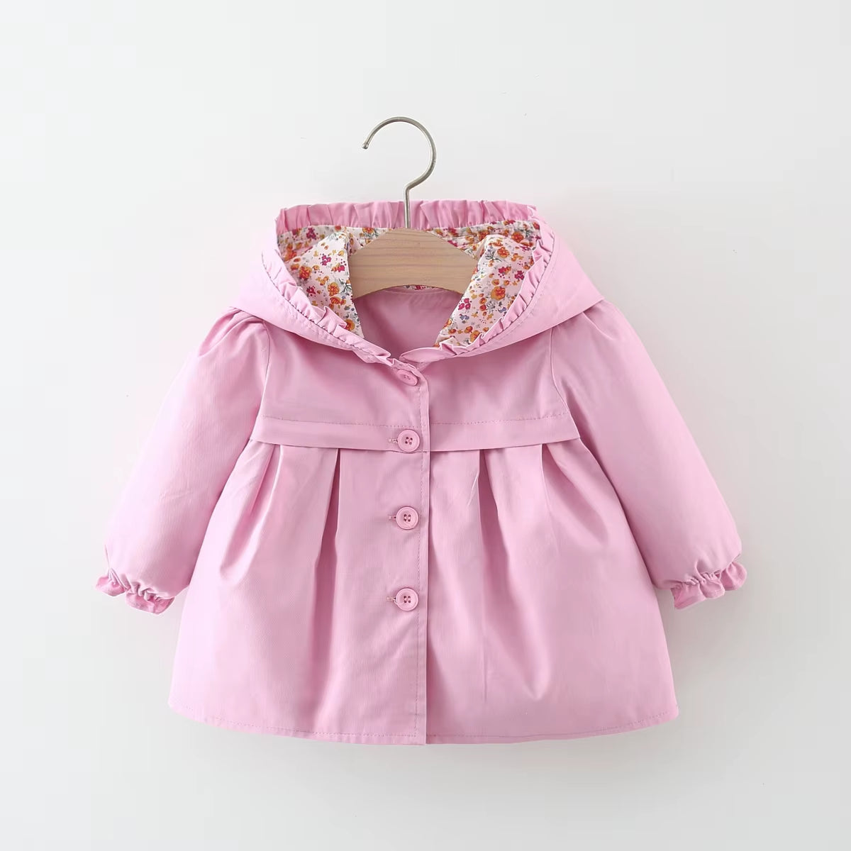 Baby Girl Jacket Autumn Long Sleeve Cotton Windbreak 0-3 Years Old Hooded Jacket for Baby Girl