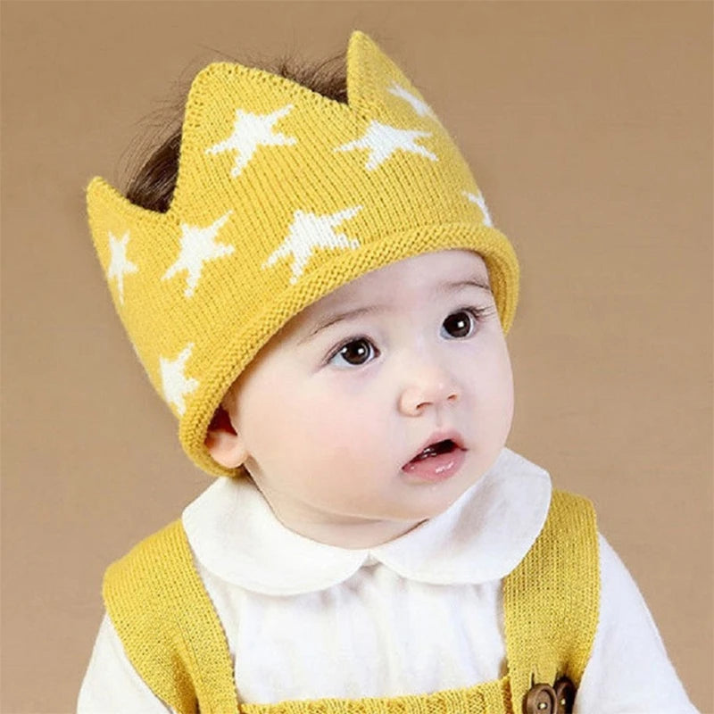 Star Crown Baby Hat Photography Props Autumn Winter Knit Newborn Baby Girl Boy Hat Turban Infant Crown Birthday Party Hat Cap