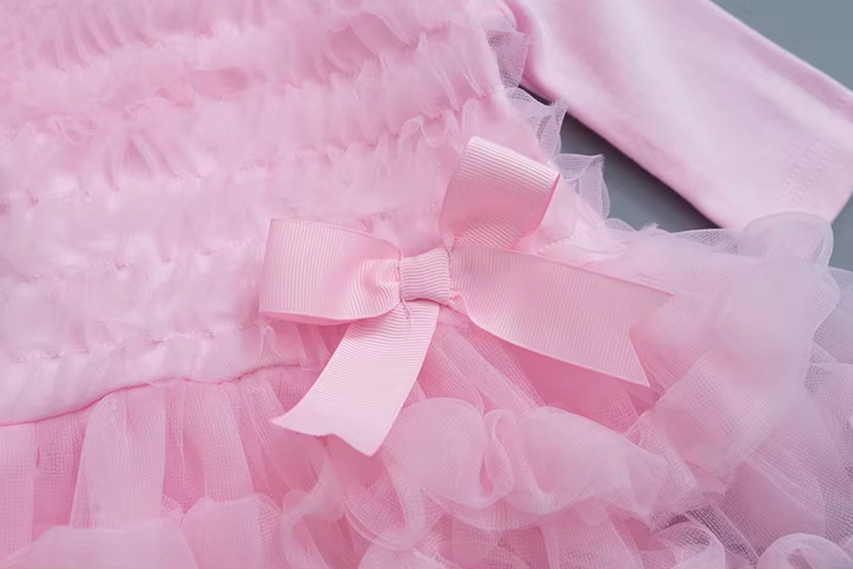 Ruffles Baby Girl Party Dress Autumn Long Sleeve Kids Girls Lace Princess Dresses for Newborn Clothing Sets
