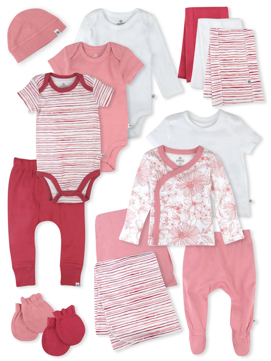 Baby Boy or Girl Gender Neutral Organic Cotton Welcome Home Gift Set, 15 Piece (Newborn-6 Months)
