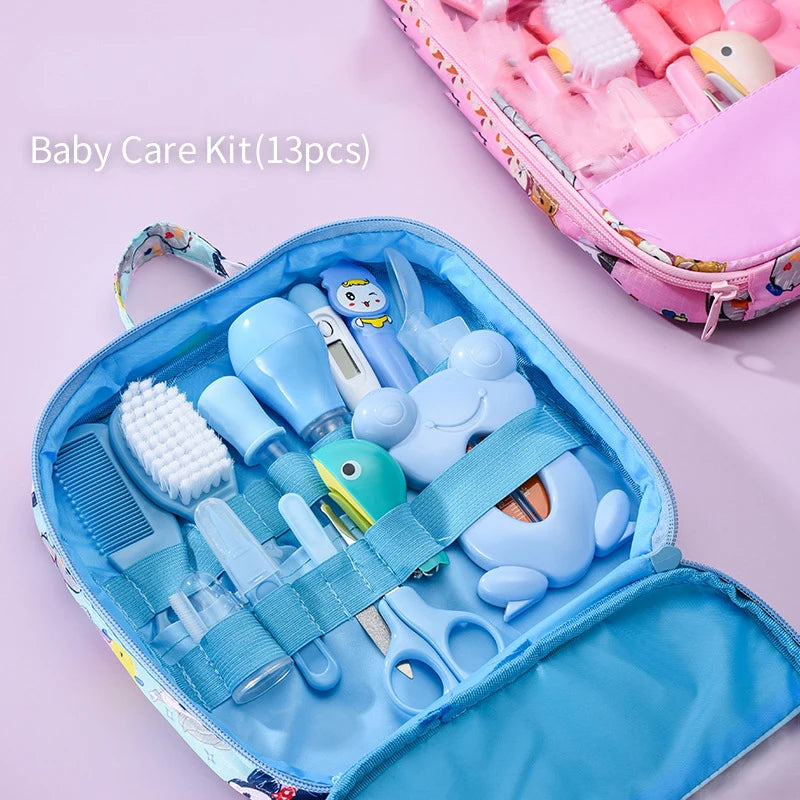 Baby Care Kit Kid Multi-Functional Nail Clipper Comb Hair Thermometer Grooming Brush Kit Scissors Baby Health Care Set Newborn
