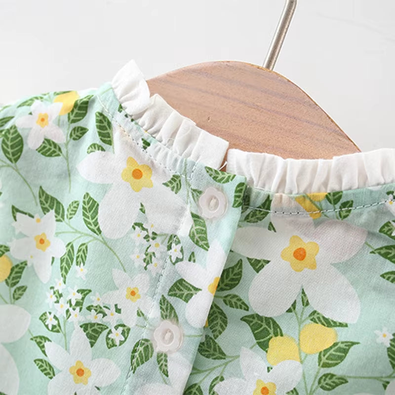 Baby Girl Dress Summer Cotton Bow Print Short Sleeves Baby Dresses Sweet Casual Beach Baby Girl Clothing