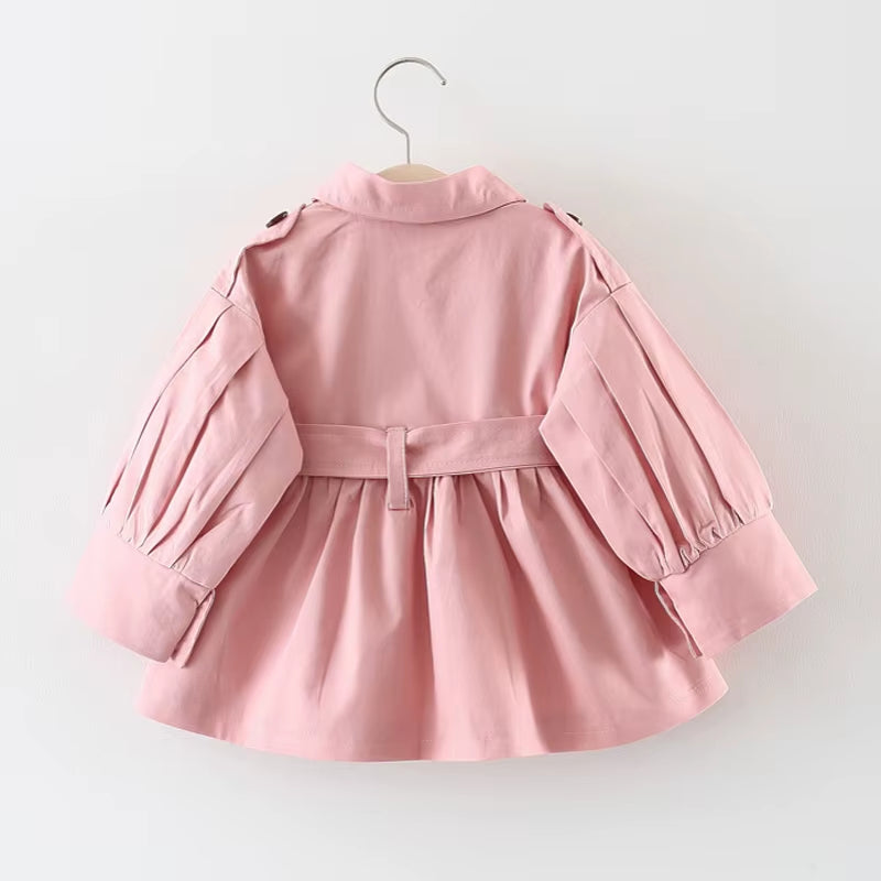 Fashion Baby Coat with Belt Cotton Autumn Spring Baby Girl Clothes Solid Color Infant Jacket Baby Girl Coat 2 Colors