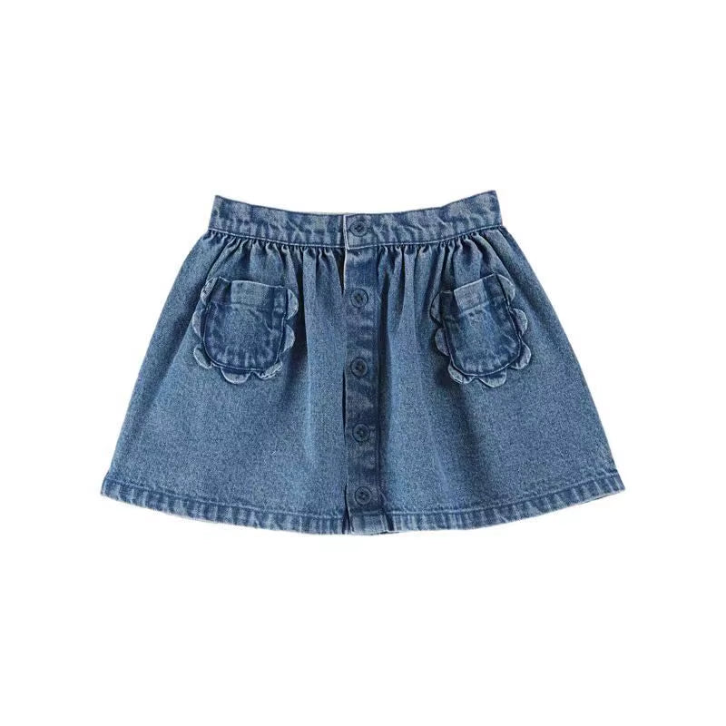Printed Kids Pleated Blouse Top Shorts Set 2025 Summer EM Brand Embroidery Girl Princess Dress Denim Overalls Pant Children Set