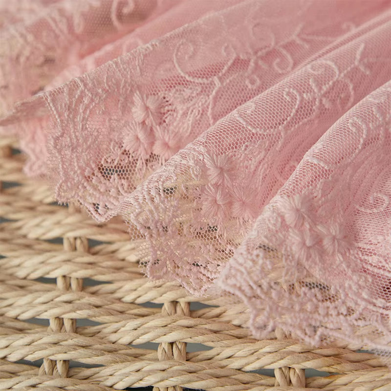 Baby Girl 2 Piece Outfits Mesh Lace Patchwork Ruffle Romper Dress and Headband Cute Fashion Summer Clothes