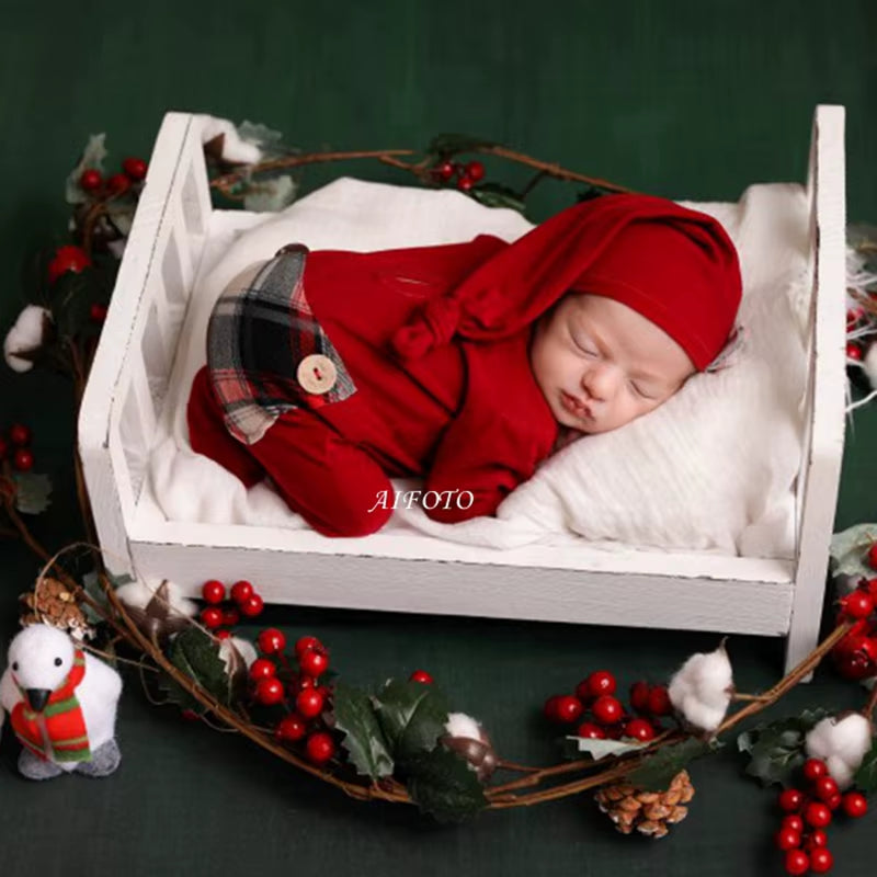 Newborn Photography Props Outfits Baby Girl Boy Clothing + Hat Christmas Birthday Rompers Photo Shoot Studio Accessories Flokati