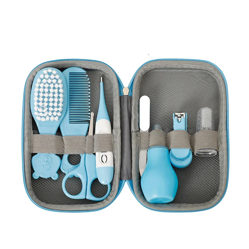 Baby Care Kit Kid Multi-Functional Nail Clipper Comb Hair Thermometer Grooming Brush Kit Scissors Baby Health Care Set Newborn