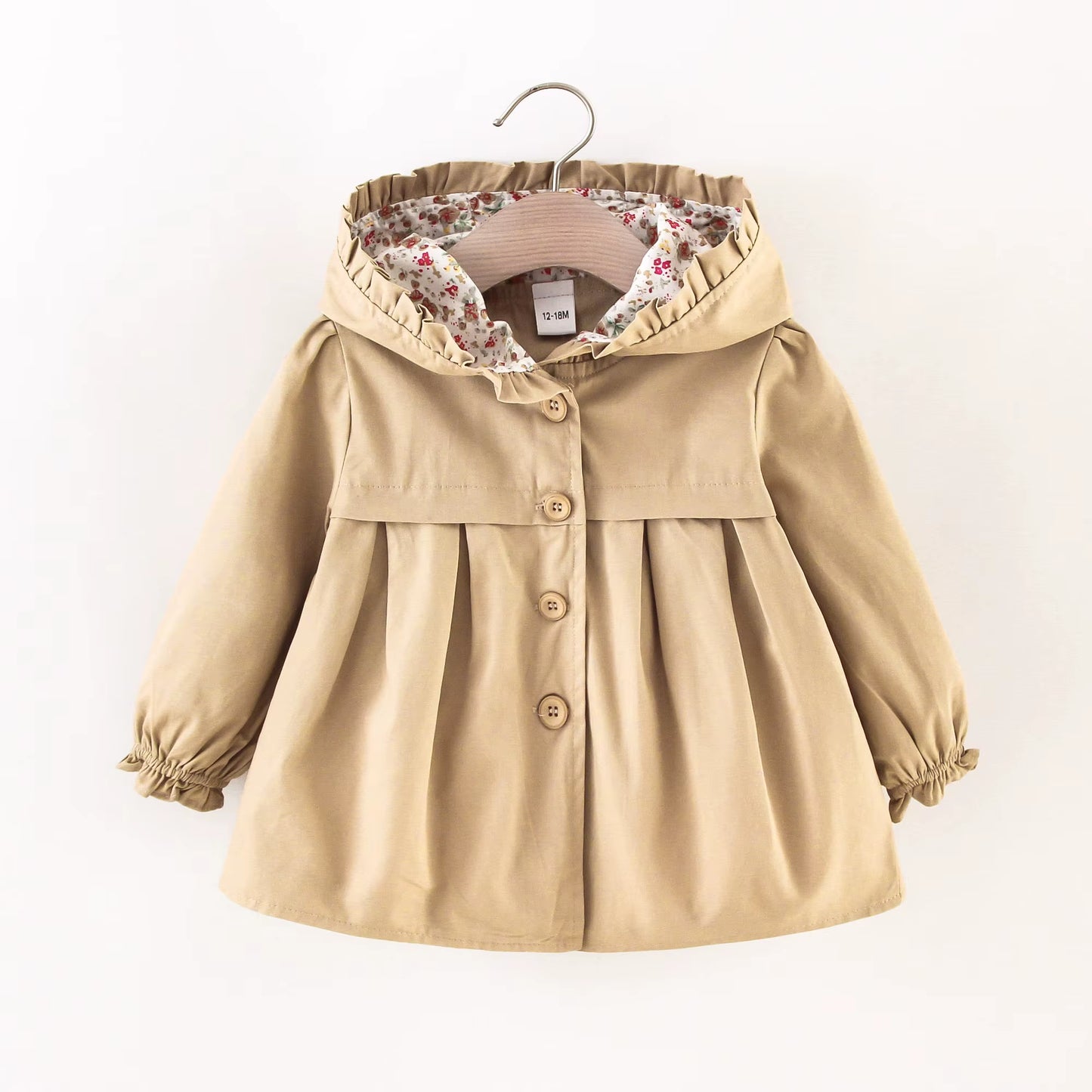 Baby Girl Jacket Autumn Long Sleeve Cotton Windbreak 0-3 Years Old Hooded Jacket for Baby Girl