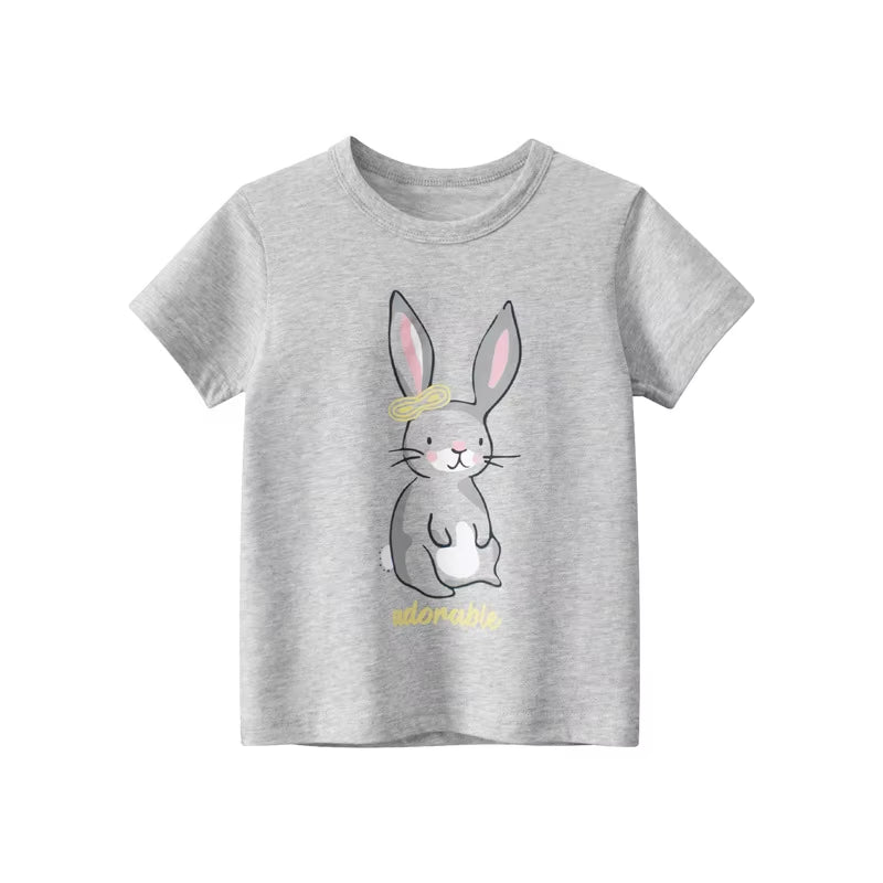 2025 Summer Children Short Sleeve T-Shirts for Girl Printed Bear Baby Girl Top 2-8 Years Baby Girl T Shirts Toddler Girl Clothes