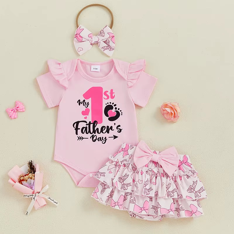 Daddy S Little Princess Father S Day Matching Outfits Letter Print Romper Shorts Headband 3Pcs Clothing Set for Baby Girl