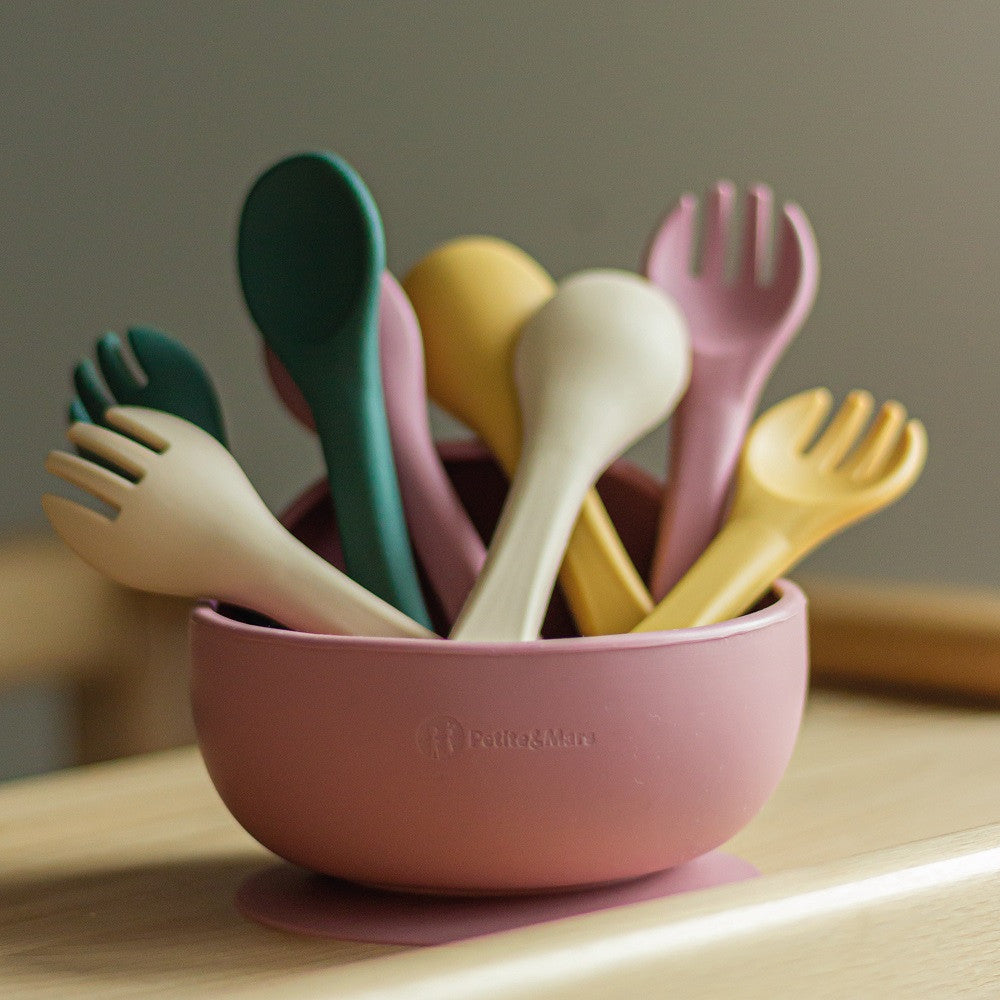 Petite&Mars Premium Silicone Utensils - Desert Sand Take&Match Collection (6+ months)