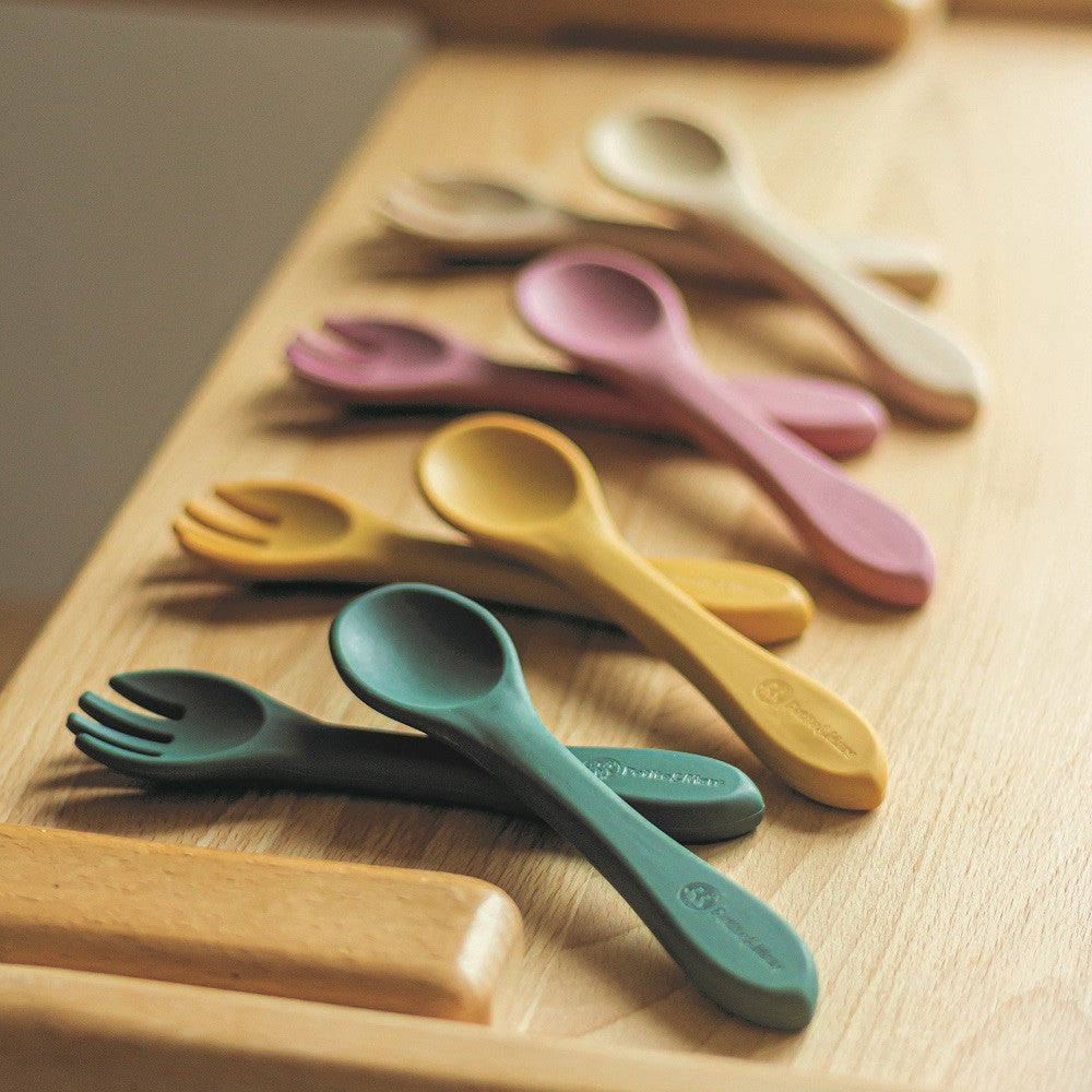 Petite&Mars Premium Silicone Utensils - Desert Sand Take&Match Collection (6+ months)
